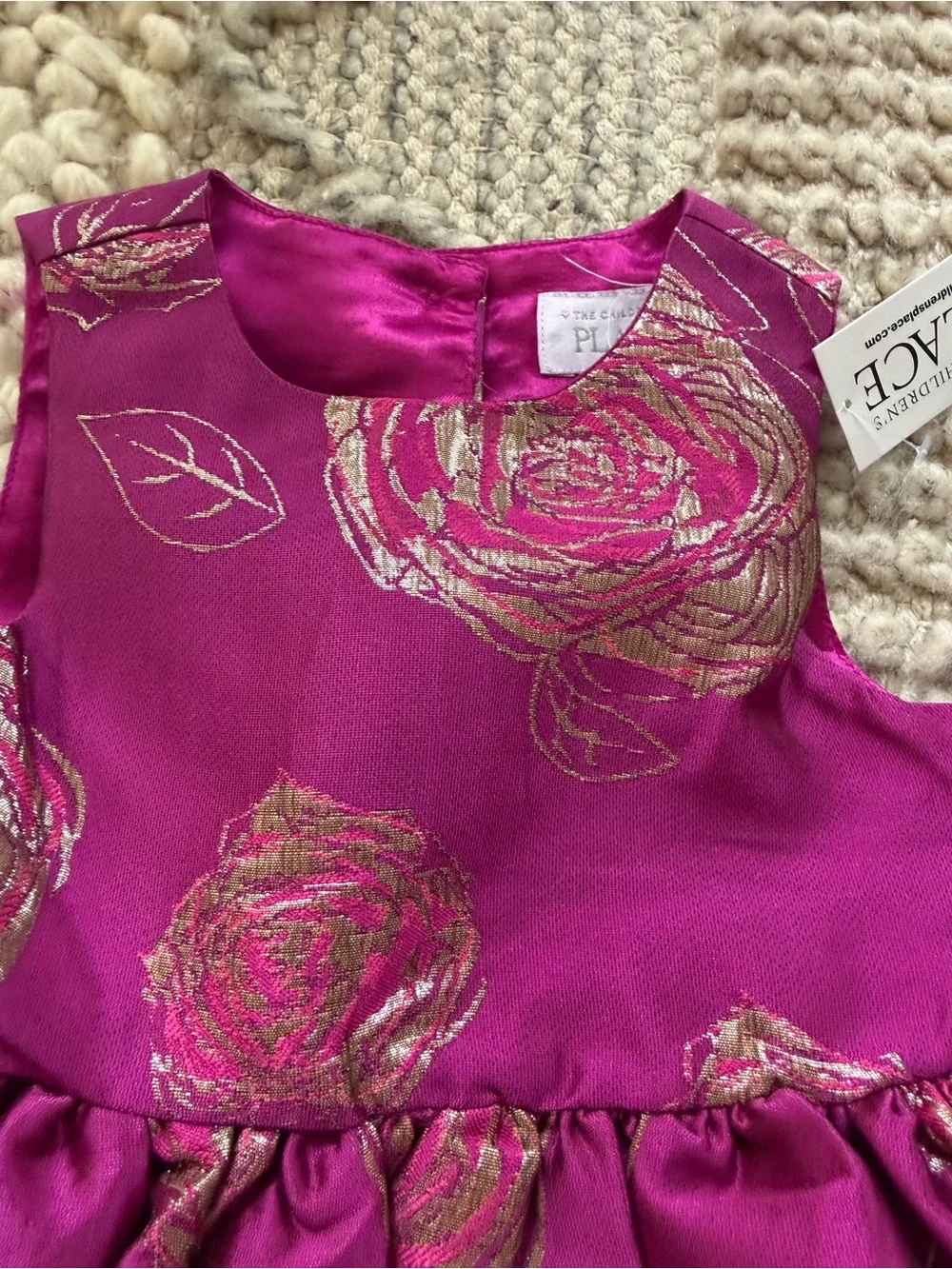 The Children's Place Fuchsia Floral Metallic Rose Dress 18-24 months 2pc nwt